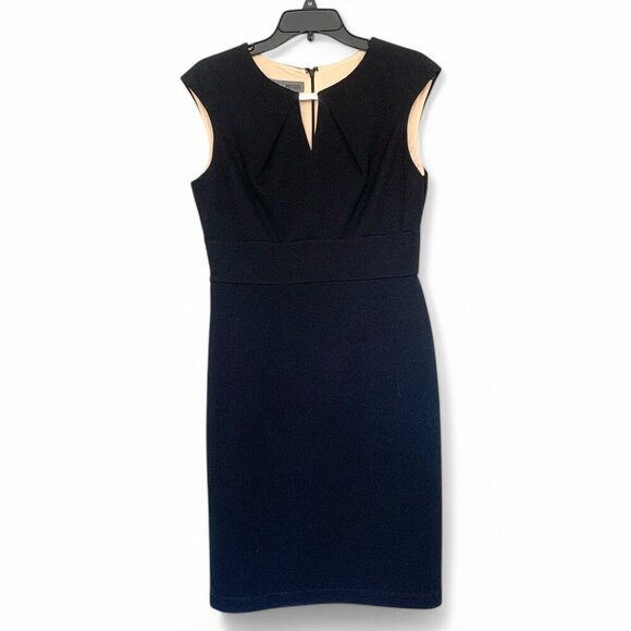 Donna Ricco New York Black Sleeveless Cocktail Sheath Dress Midi Length Size 8 - Picture 1 of 7